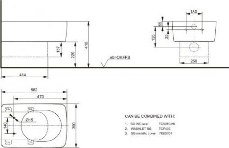 Подвесной унитаз TOTO Washlet SG 2.0 CW512YR с сиденьем с функцией биде TCF403REGV1#NW1