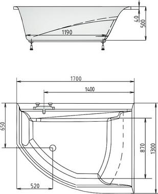 Акриловая ванна Alpen Tandem R 170х130 a07611