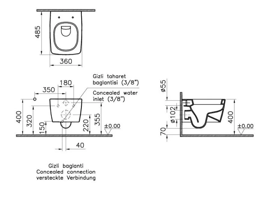 Инсталляция Grohe Rapid SL c унитазом Vitra Metropole VitraClean 5671B003-0075, клавиша хром, комплект