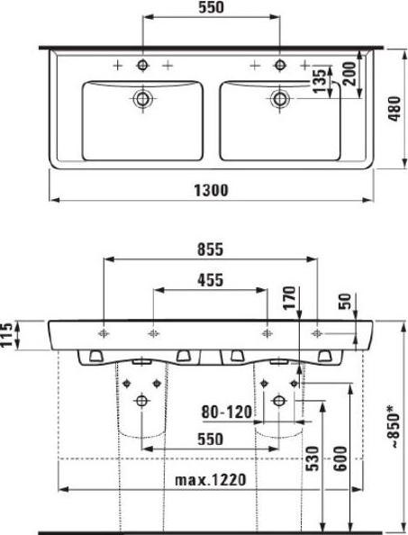 Раковина двойная Laufen Pro A 8.1496.7.000.104.1