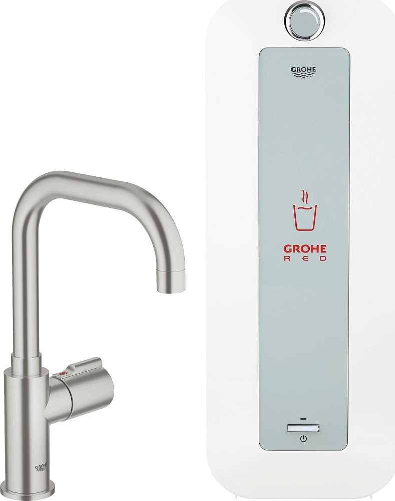 Кран Grohe Red Mono 30157DC0 с водонагревателем суперсталь