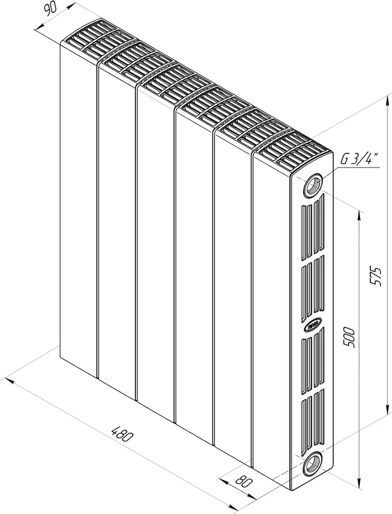 Радиатор биметаллический Rifar SUPReMO 500x6 секц НП прав RIFAR S500-6 VR 7012, титан