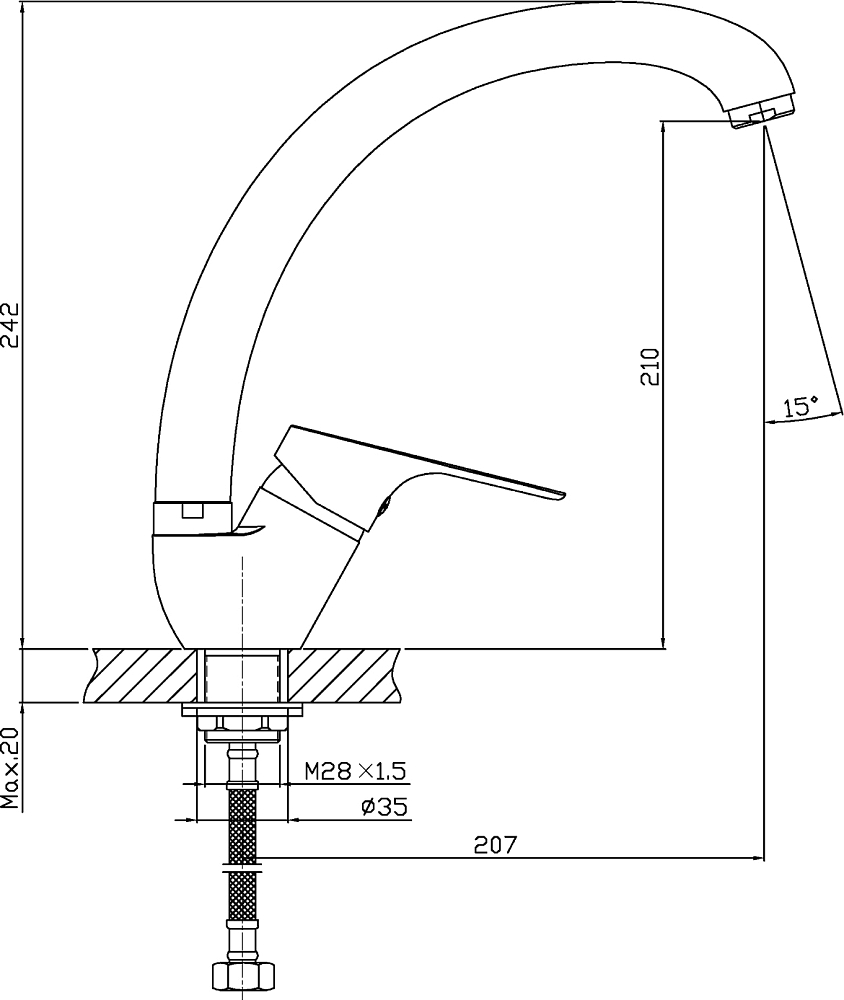 Комплект Мойка кухонная Domaci Равенна Rite DFA 577*447 (6) R1TG R + Смеситель