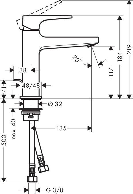 Смеситель для раковины Hansgrohe Metropol 32506000 с донным клапаном, хром