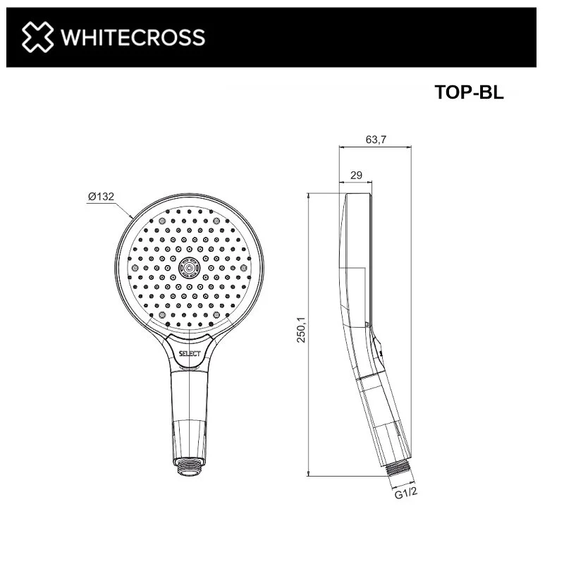 Душевая лейка Whitecross TOP-CR хром