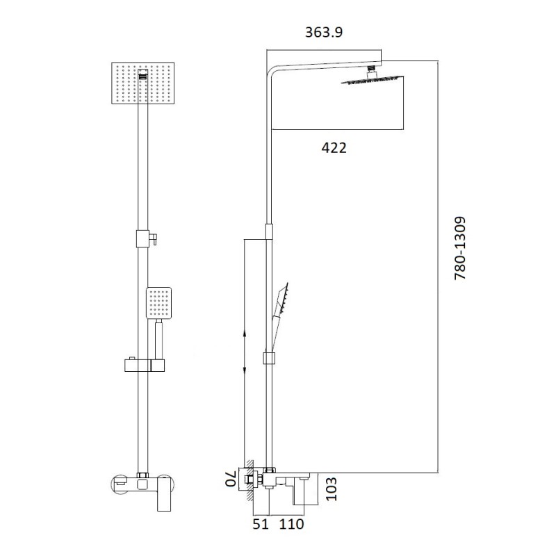 Душевая система Haiba HB24803-7 черный