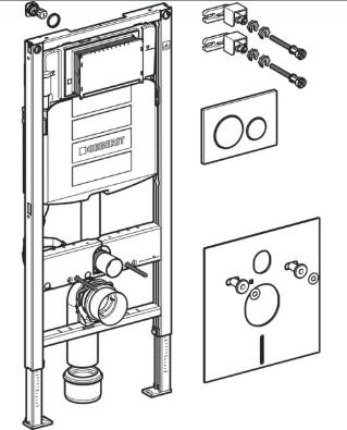 Система инсталляции Geberit Duofix 111.301.KJ.5 с панелью смыва Sigma 12 для унитаза
