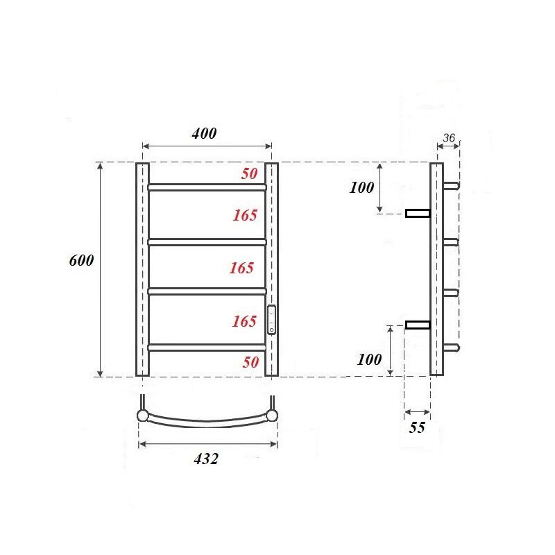 Полотенцесушитель электрический Point Афина PN04846W П4 400x600 диммер справа, белый