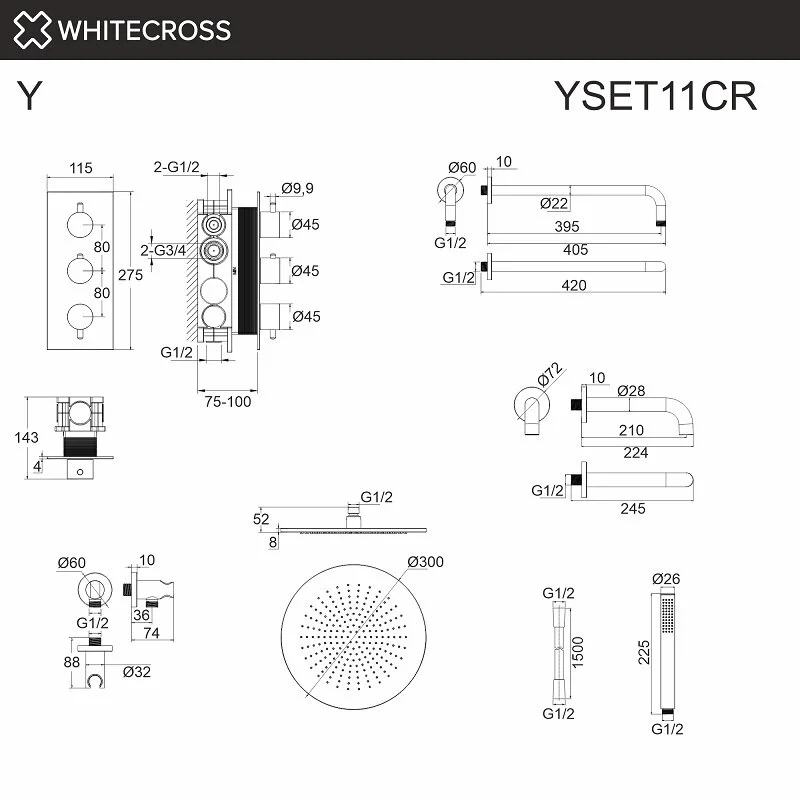 Душевая система Whitecross Y black YSET11BL черный