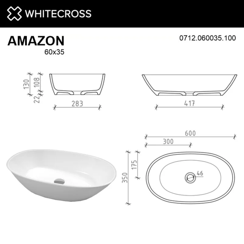 Раковина накладная Whitecross Amazon 0712.060035.100 белый