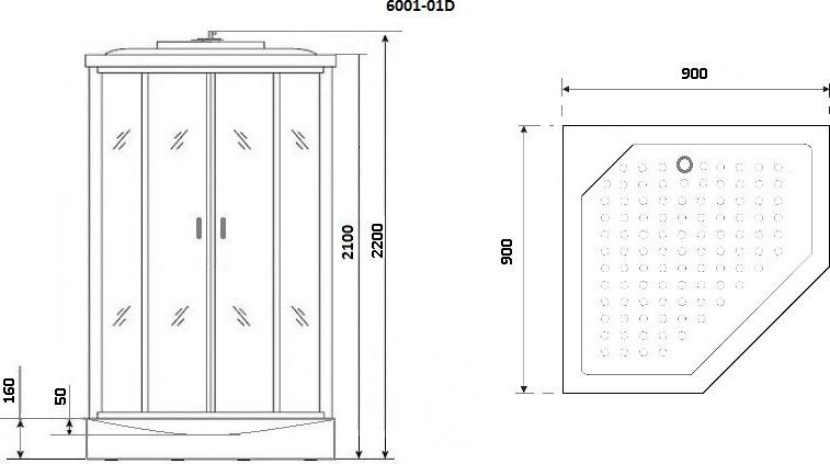 Душевая кабина Niagara Premium 60010114D 90х90х220 стекло прозрачное