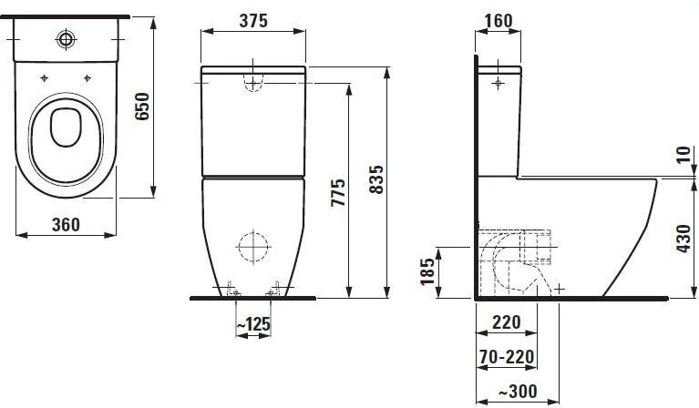 Напольный унитаз LAUFEN Pro New 8.2595.2.000.000.1 с бачком 8.2995.3.000.873.1, крышка микролифт