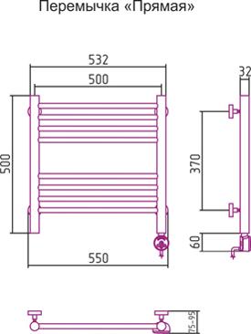 Полотенцесушитель электрический Сунержа Богема 00-0505-5050 50x50 R