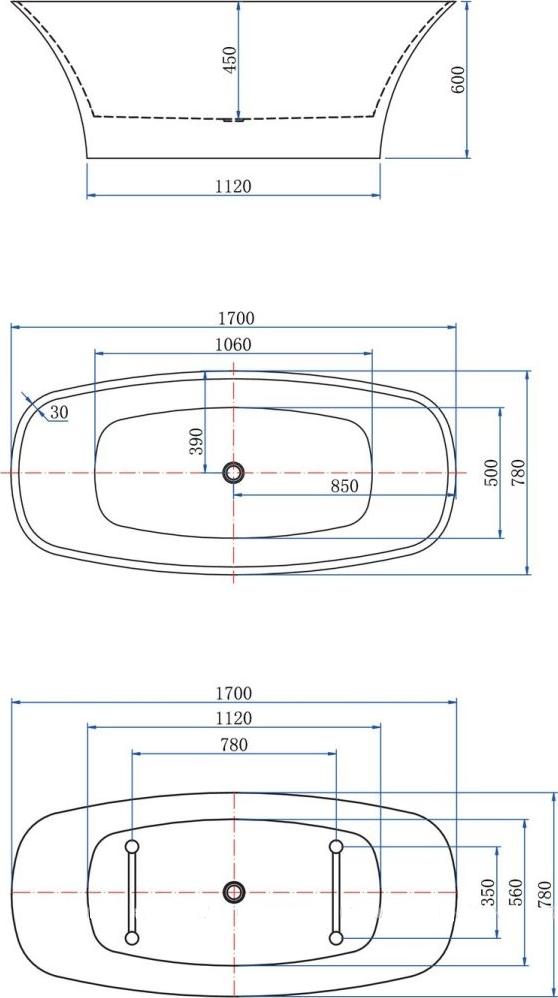 Акриловая ванна Aquanet Family Smart 170x78 88778-MW, белый матовый