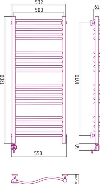 Полотенцесушитель электрический Сунержа Флюид 120x50 L