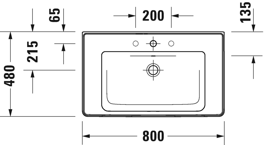 Раковина 80 см Duravit D-Neo 2367800000, белый