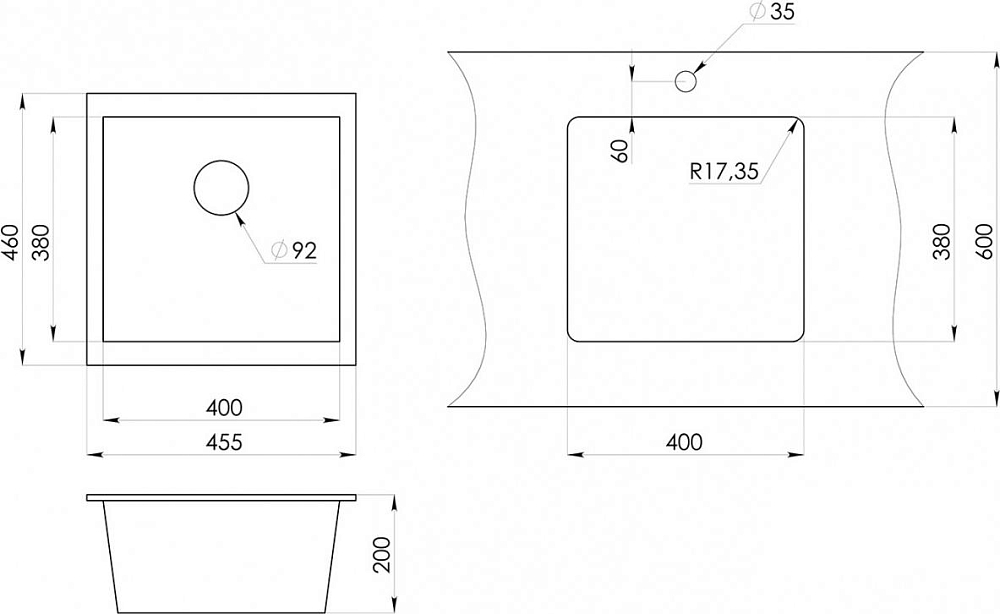 Кухонная мойка Emar EMQ-1455.P Топаз