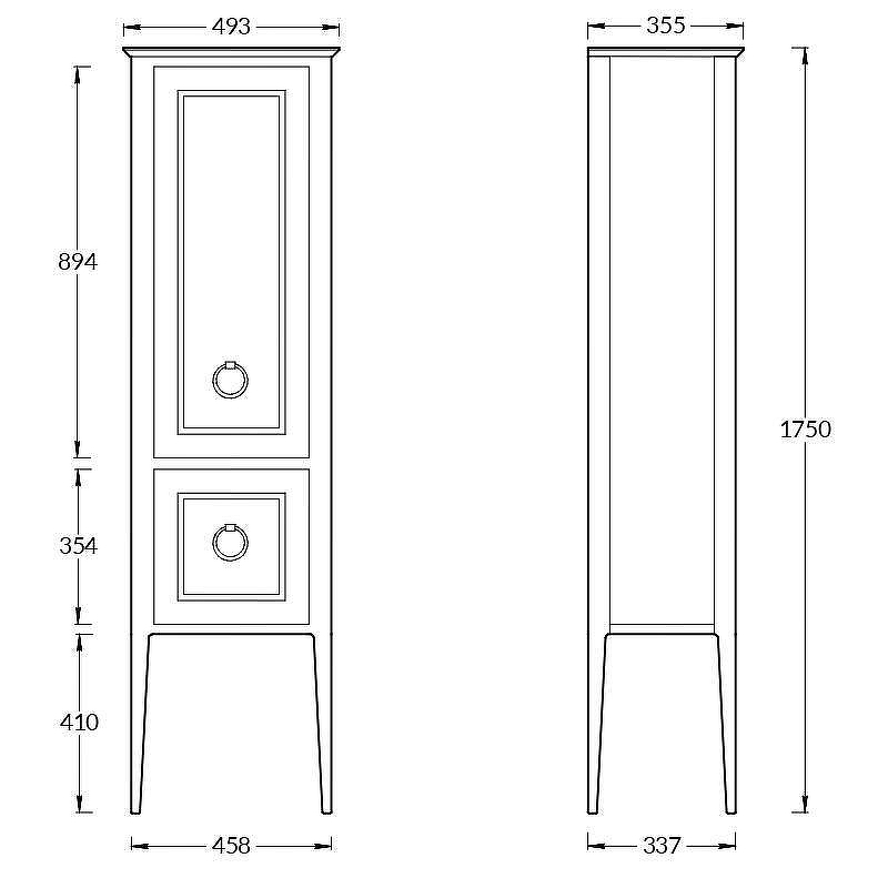 Шкаф пенал Kerama Marazzi Plaza Classic Neo 49 R PL.CN.175\WHT.M, белый матовый