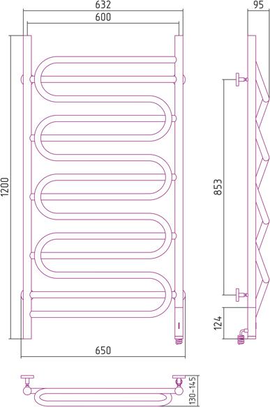 Полотенцесушитель электрический Сунержа Иллюзия 120x60 R