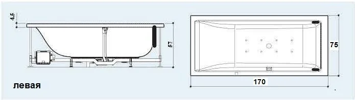 Акриловая ванна Jacuzzi Moove 9B50-063A Sx/Dx белый