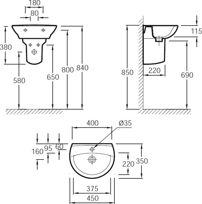 Раковина Jacob Delafon Patio E4144-00