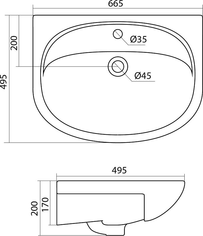 Тумба с раковиной Aquaton Норма 65 1A0549K1NO010, белый