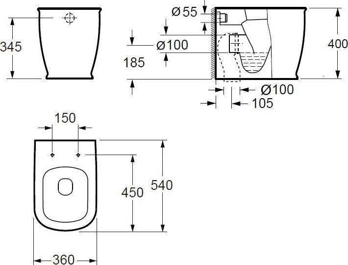 Приставной унитаз Grossman Comfort GR-PR3013