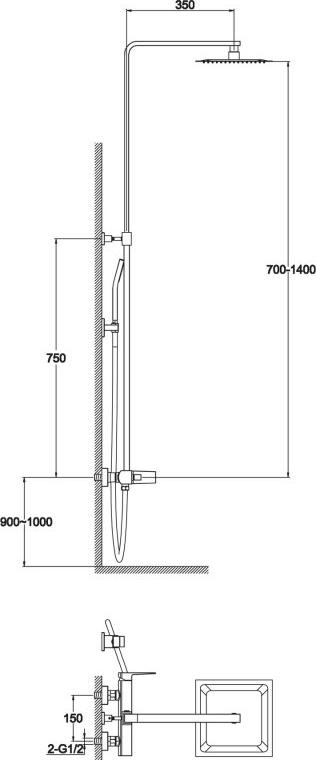 Душевая стойка BelBagno Arlie ARL-DOCM-CRM