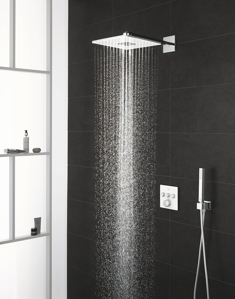 Верхний душ Grohe Rainshower SmartActive Cube 26479LS0 с кронштейном белая луна