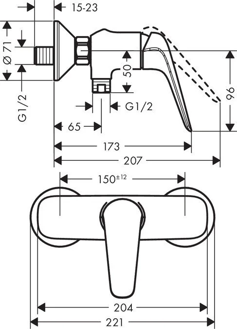 Смеситель для душа Hansgrohe Novus 71061000 хром