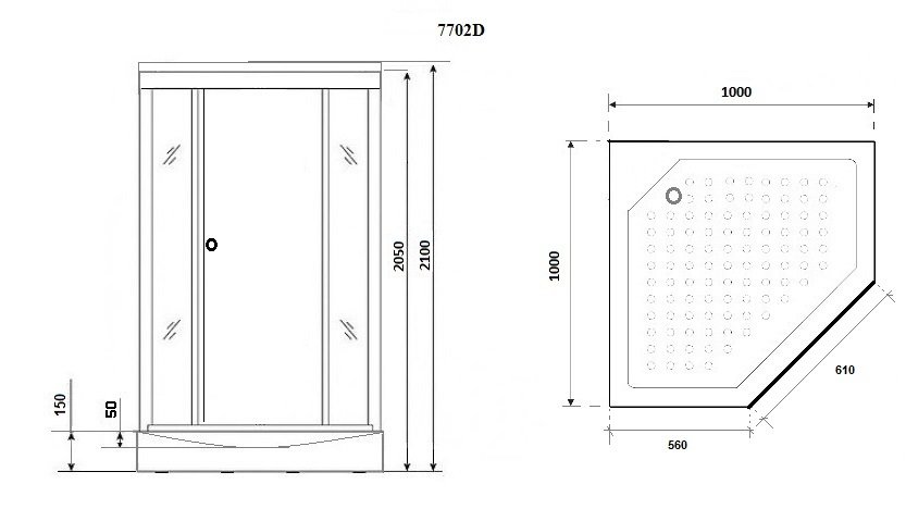 Душевая кабина Niagara Luxe 7702DW стекло прозрачное, профиль серебро