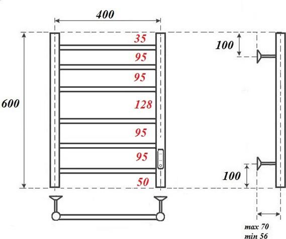 Полотенцесушитель электрический Point Аврора PN10846W П6 400x600, белый