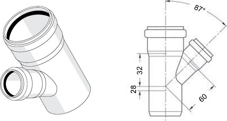 Тройник Rehau Raupiano Plus 87° 110/75