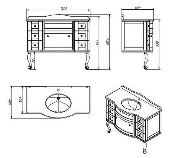 Тумба под раковину Caprigo Imperio 11621-B065-pat-bronza голубой