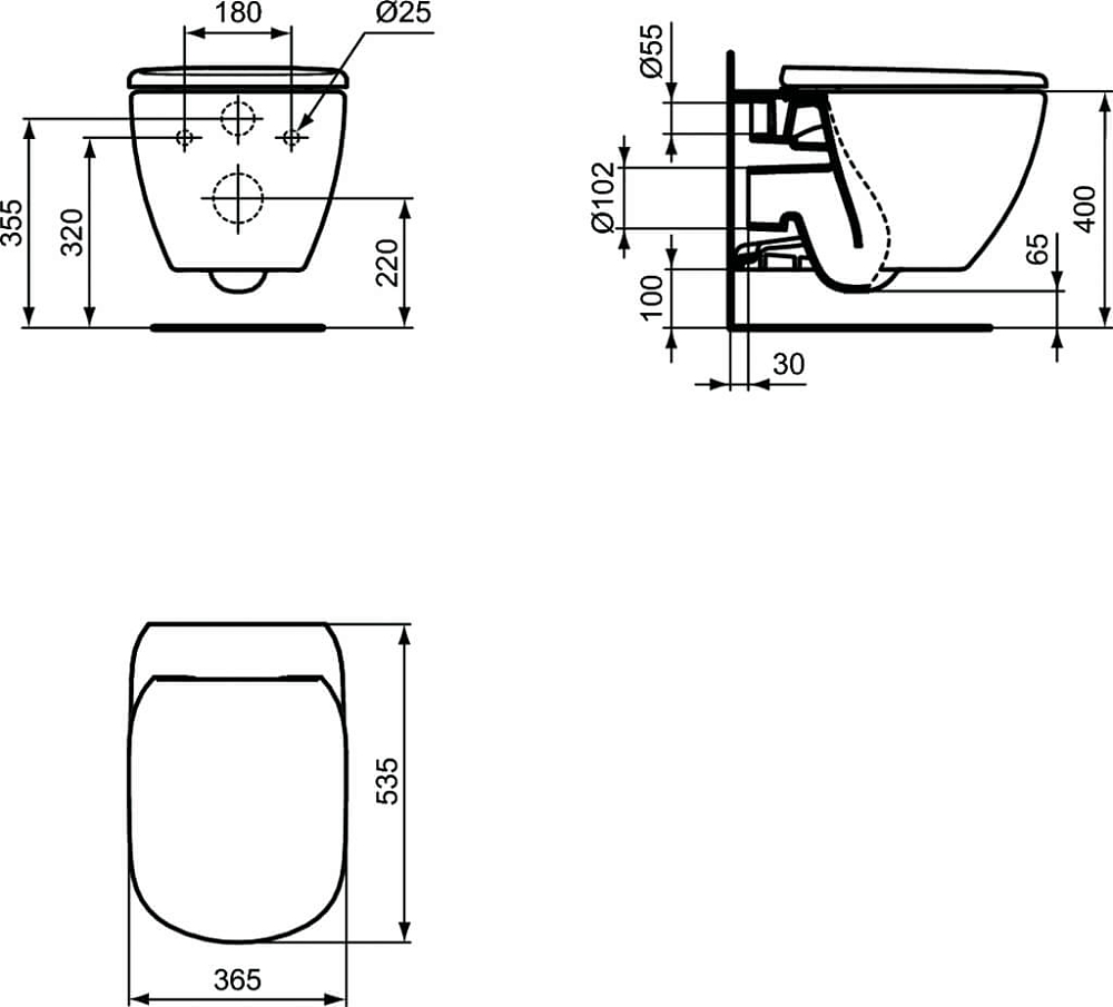 Подвесной унитаз Ideal Standard Tesi T355101