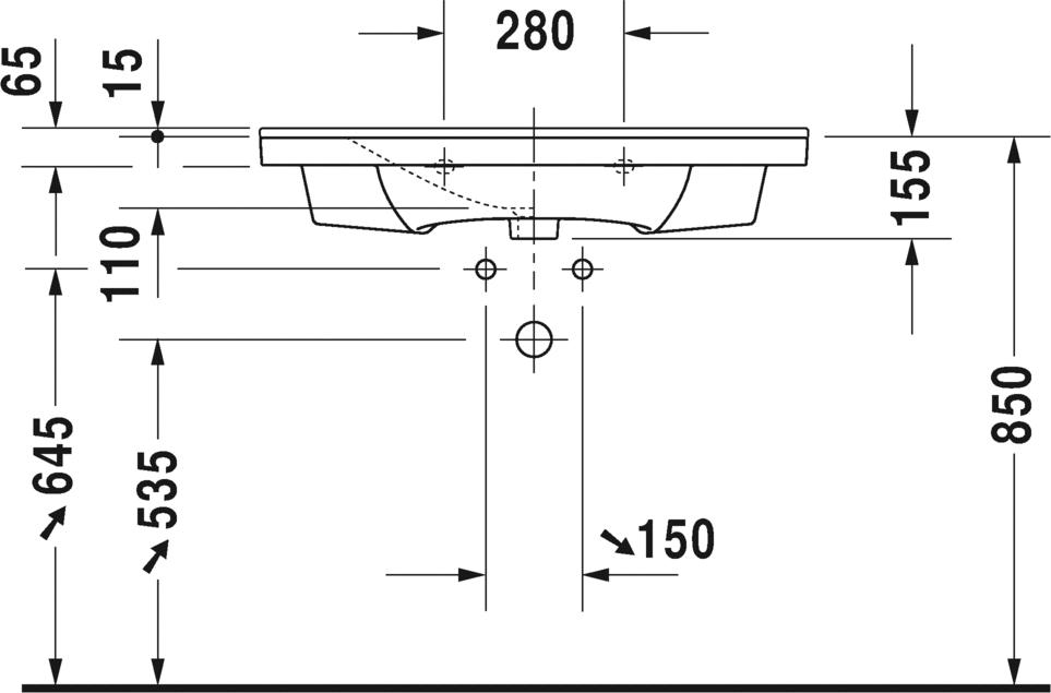 Раковина 85 см Duravit P3 Comforts 2332850000