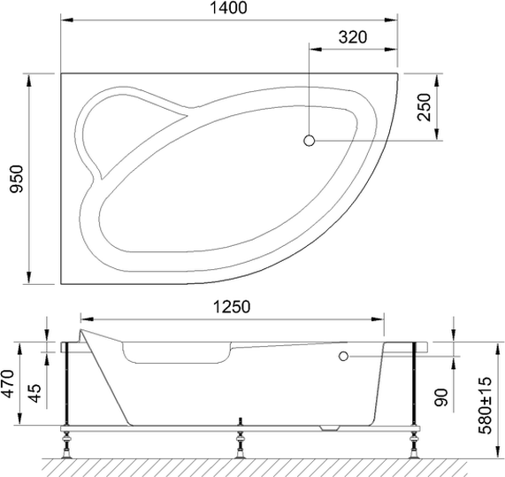 Акриловая ванна Royal Bath ALPINE 140x100 RB819103L