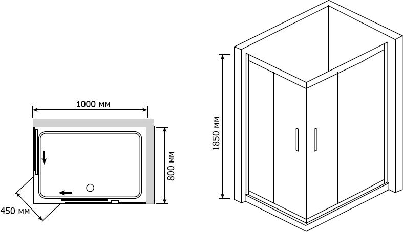 Душевой уголок RGW Classic CL-42 1000x800x1850 профиль хром, стекло шиншилла