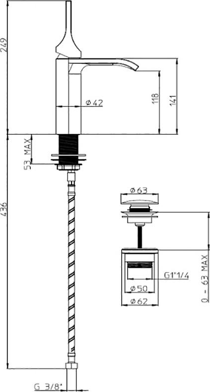 Смеситель для раковины Bossini Apice E89603.030, хром