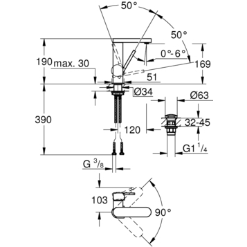 Смеситель для раковины Grohe Plus 23872003