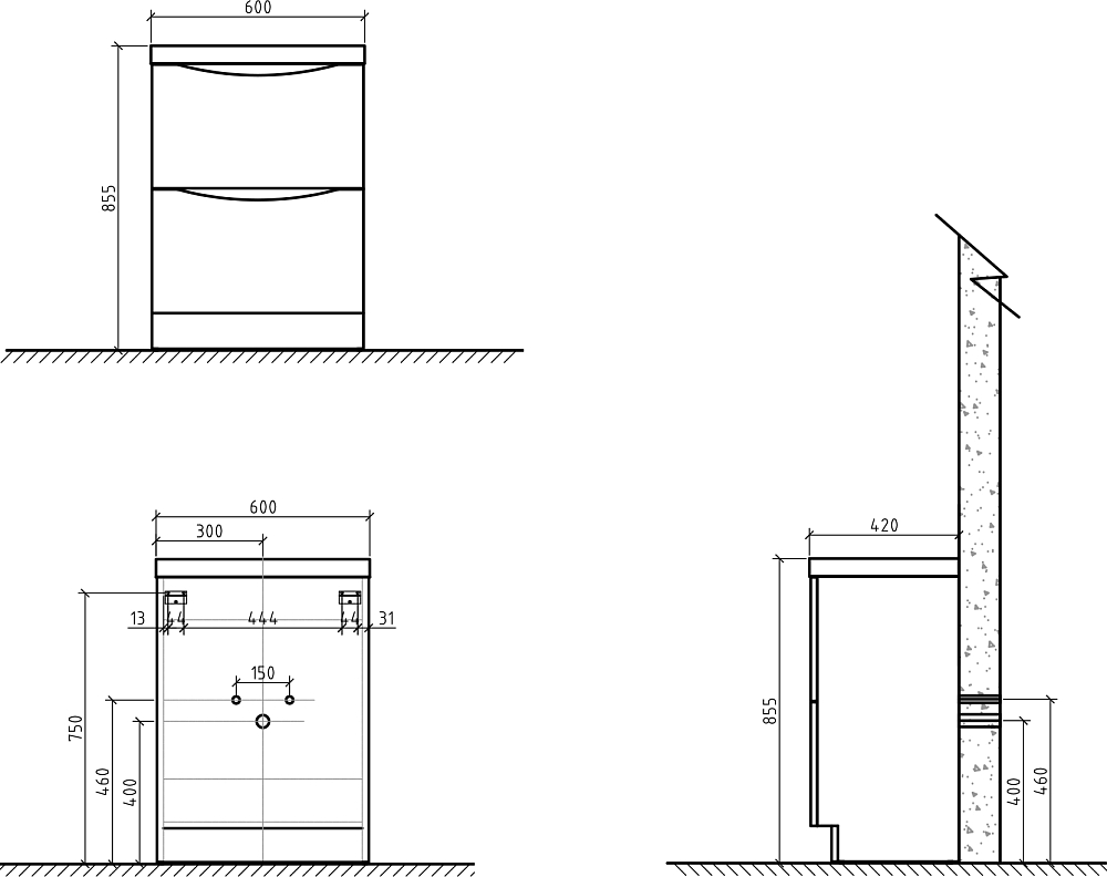 Тумба для комплекта BelBagno Ancona-N 60 bianco lucido напольная