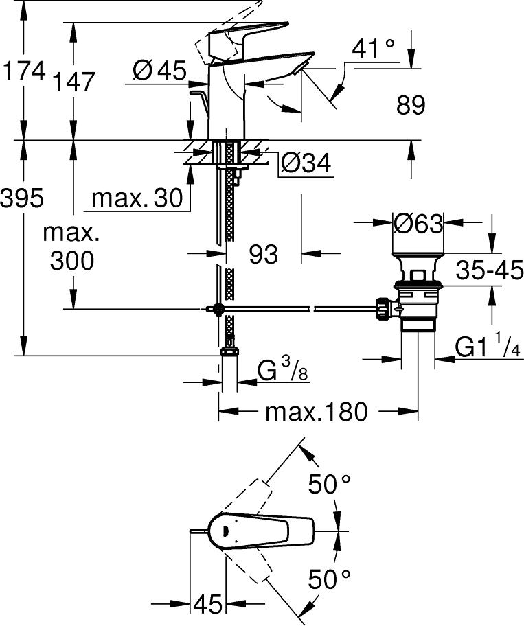 Смеситель для раковины Grohe BauEdge 23328001, хром