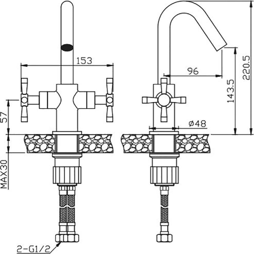 Смеситель для раковины Orange Mia M34-011gr, графит