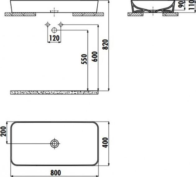 Раковина Creavit Ultra 80 UL080-00CB00E-0000, белый