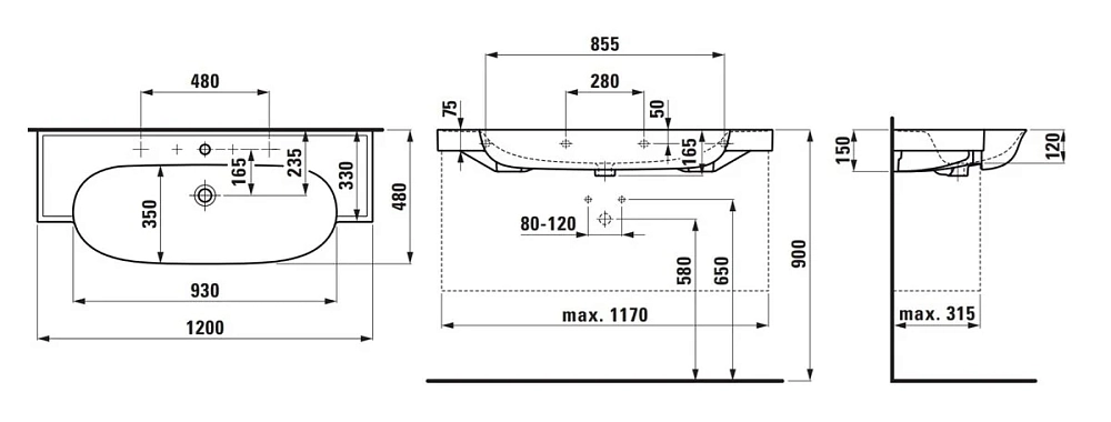 Раковина Laufen New Classic 8.1385.8.757.109.1 белый