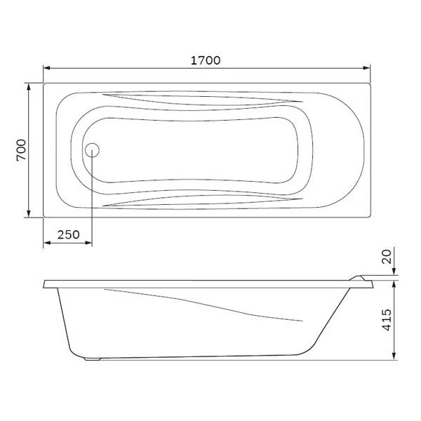 Акриловая ванна AM.PM Sense W76A-170-070W-A_sanjet_line_chrome белый