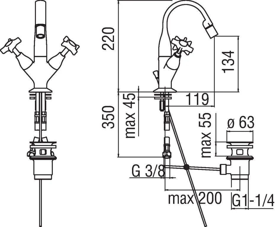 Смеситель для биде Teknobili Carlos Primero T3 CP219/1T3CR хром