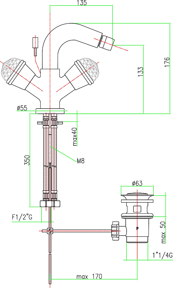 Смеситель Fiore XT Sky 17CR0532 для биде