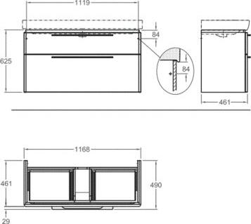 Тумба под раковину 117 см Geberit Smyle 805120000, белый