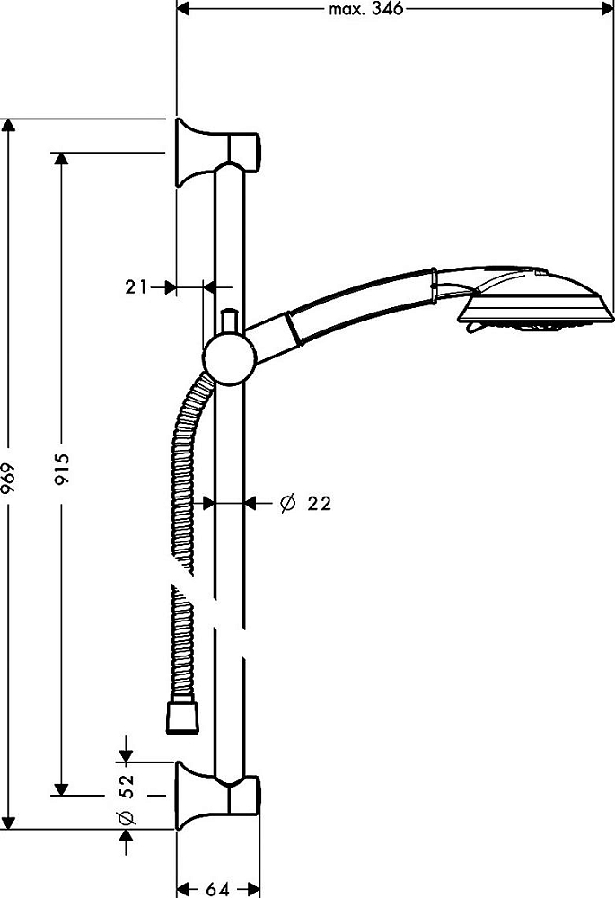 Душевой гарнитур Hansgrohe Raindance Classic 100 AIR 3 jet 27841000 Unica Classic